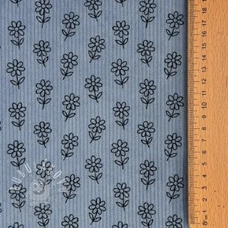 Menčester STRETCH Little flower old blue