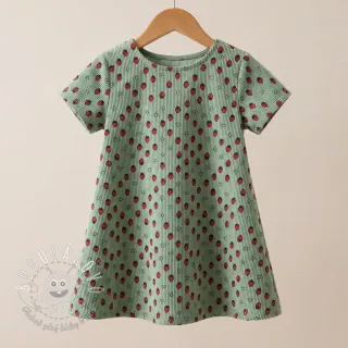 Menčester STRETCH Little strawberries old green