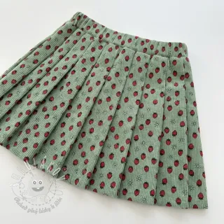 Menčester STRETCH Little strawberries old green