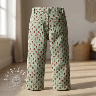 Menčester STRETCH Little strawberries old green