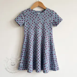 Menčester STRETCH Little strawberries old blue