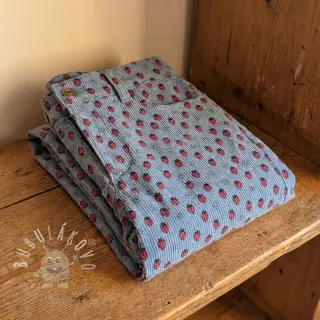Menčester STRETCH Little strawberries old blue