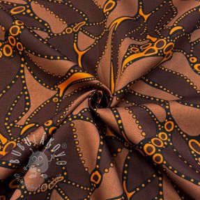 Bavlnená látka SATIN Abstract dark brown