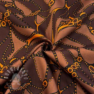 Bavlnená látka SATIN Abstract dark brown