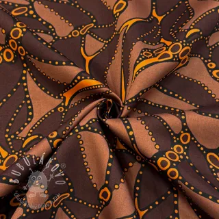 Bavlnená látka SATIN Abstract dark brown
