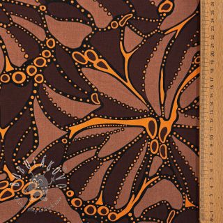 Bavlnená látka SATIN Abstract dark brown