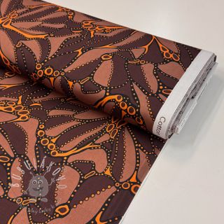 Bavlnená látka SATIN Abstract dark brown