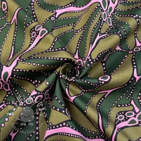 Bavlnená látka SATIN Abstract dark green