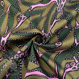 Bavlnená látka SATIN Abstract dark green