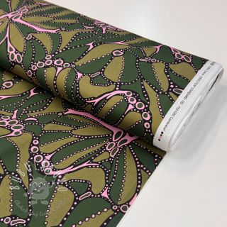 Bavlnená látka SATIN Abstract dark green