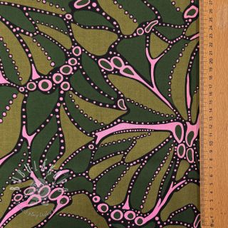 Bavlnená látka SATIN Abstract dark green