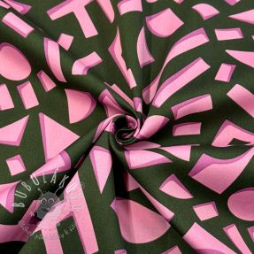 Bavlnená látka SATIN Geometric dark green