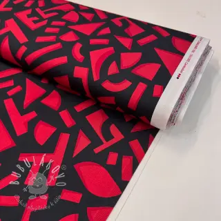 Bavlnená látka SATIN Geometric dark red