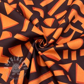 Bavlnená látka SATIN Geometric dark brown