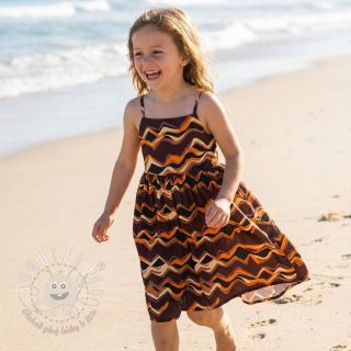 Bavlnená látka SATIN Abstract waves dark brown