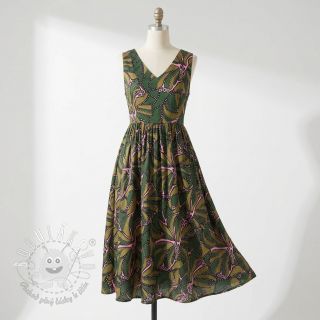 Bavlnená látka SATIN Abstract dark green