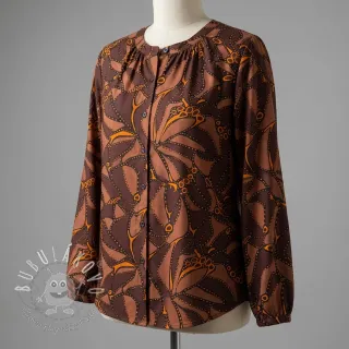 Bavlnená látka SATIN Abstract dark brown