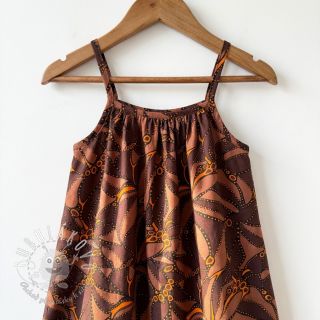 Bavlnená látka SATIN Abstract dark brown