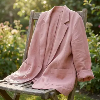 Viskóza s ľanom SPANDEX old rose