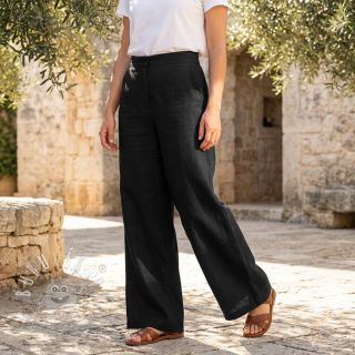 Viskóza s ľanom SPANDEX black