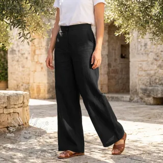 Viskóza s ľanom SPANDEX black