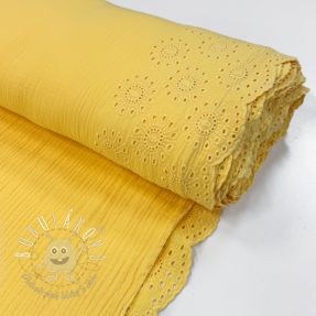 Dvojitá gázovina/mušelín 1-side border soft yellow
