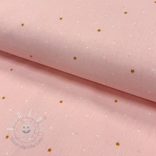 Bavlnená látka Sweet bear star light rose ORGANIC