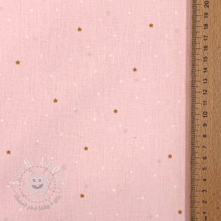 Bavlnená látka Sweet bear star light rose ORGANIC