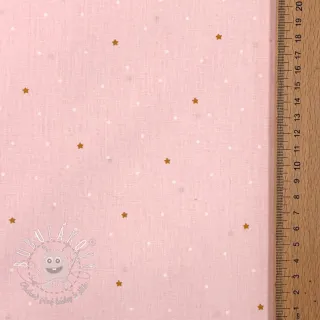 Bavlnená látka Sweet bear star light rose ORGANIC
