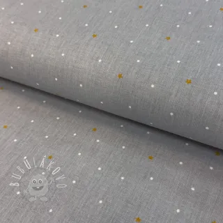 Bavlnená látka Sweet bear star light grey ORGANIC