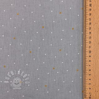 Bavlnená látka Sweet bear star light grey ORGANIC