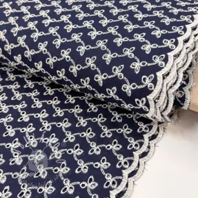 Bavlnená látka EMBROIDERY Rosemary navy