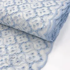 Bavlnená látka EMBROIDERY Lilian blue