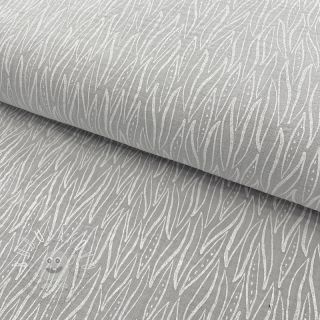 Dvojitá gázovina/mušelín Leaves light grey