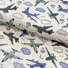 Úplet Airplanes ecru digital print