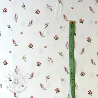 Úplet Rabbits and flowers TOSSSED white digital print