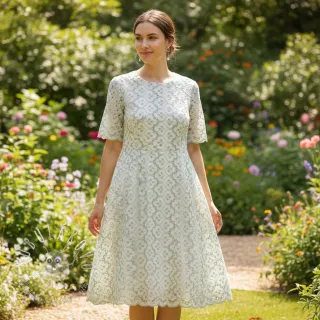 Bavlnená látka EMBROIDERY Lilian mint