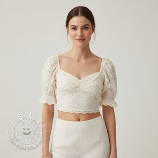 Bavlnená látka EMBROIDERY Rosemary white