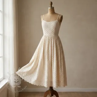 Bavlnená látka EMBROIDERY Rosemary off white