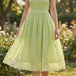 Bavlnená látka EMBROIDERY Rosemary lime