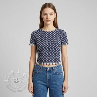 Bavlnená látka EMBROIDERY Rosemary navy