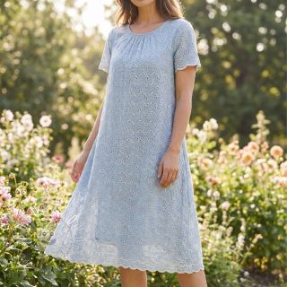 Bavlnená látka EMBROIDERY Rosemary light blue