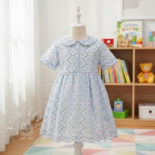 Bavlnená látka EMBROIDERY Lilian blue