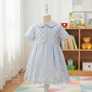 Bavlnená látka EMBROIDERY Lilian blue