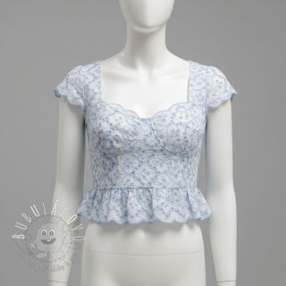 Bavlnená látka EMBROIDERY Lilian blue