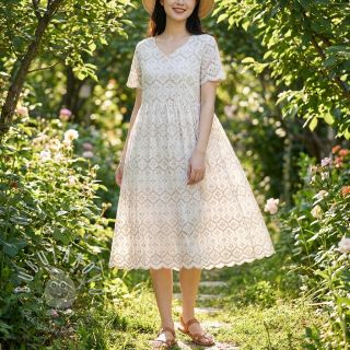 Bavlnená látka EMBROIDERY Lilian natural