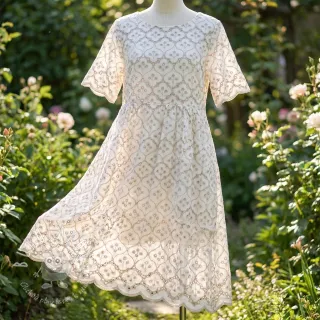 Bavlnená látka EMBROIDERY Lilian natural