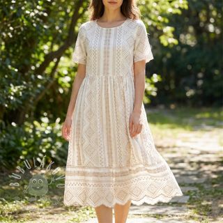 Bavlnená látka EMBROIDERY Lilian beige