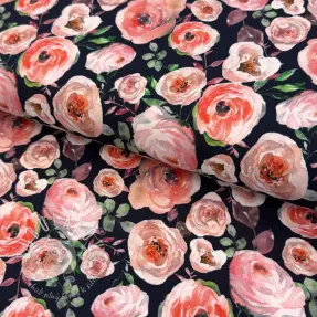 Úplet Roses navy digital print