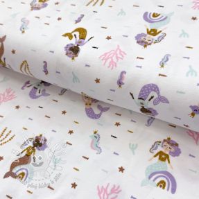 Úplet GLITTER Mermaids white digital print